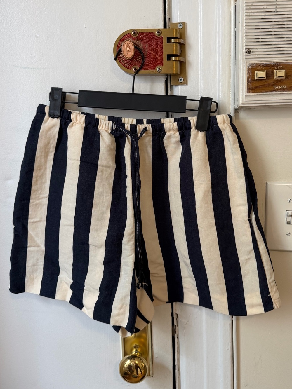 Striped Navy and Cream Drawstring Women’s Shorts
